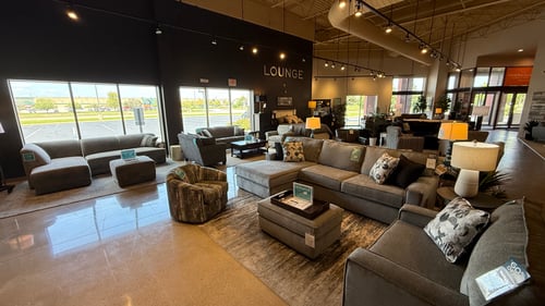 Custom sofa chaise at Slumberland Furniture Champaign.