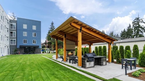 Building exterior at The Hub in Lacey, WA 98503