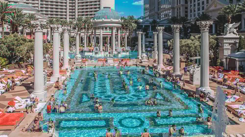 Neptune pool in Garden of the Gods at Caesars Palace Las Vegas.