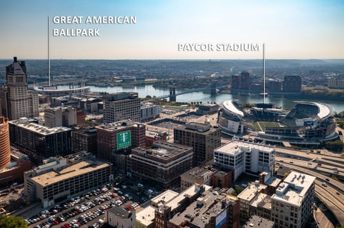Next to Great American Ball Park and Paycor Stadium at Textile Apartments in Cincinnati, OH