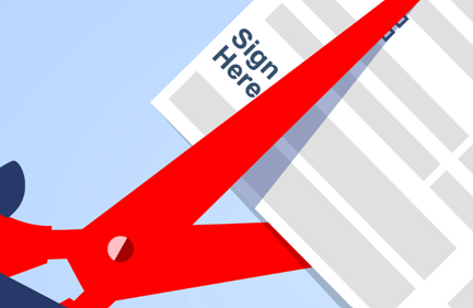scissors cutting tax form