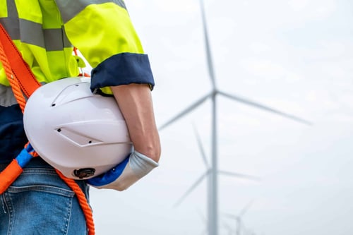 Engineer working with wind turbines.