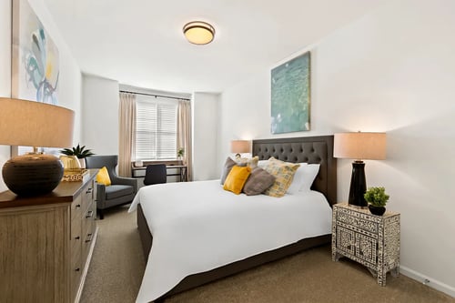 Modern bedroom at Views at Flowers, Clayton, NC, 27527