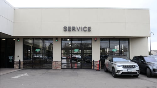 Exterior photo of Land Rover Denver's service center driveway