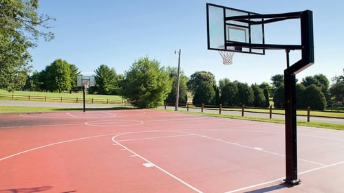The outdoor basketball court at Christmas Mountain Campground