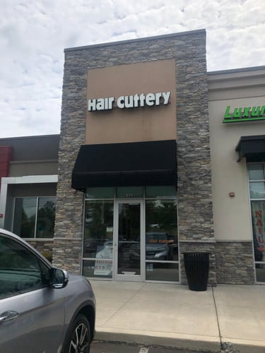 The front entrance of Hair Cuttery at Valley Gate Shopping Center.