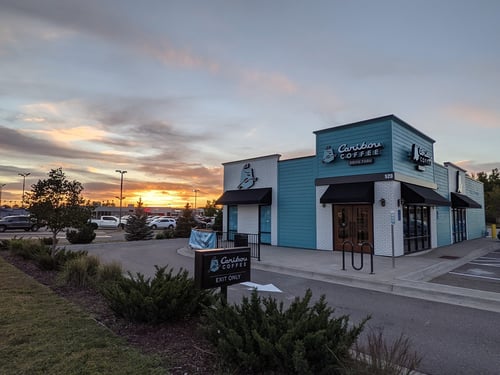Storefront of the Caribou Coffee at 520 W Washington in Brainerd