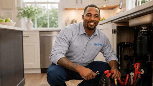 bluefrog plumbing in kitchen under sink