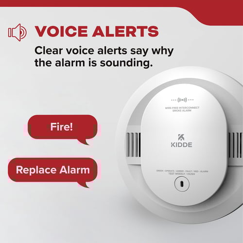 Voice alerts - clear voice alerts say why the alarm is sounding.