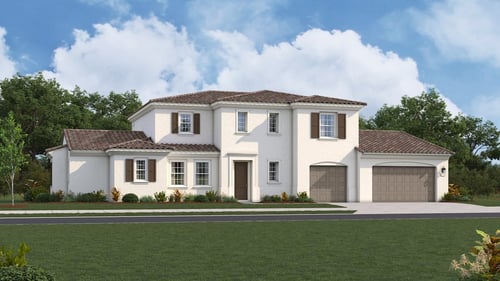 two-story home with white exterior and garage