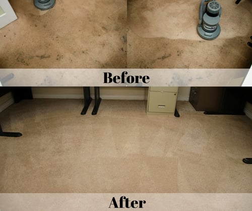 Before and after carpet cleaning