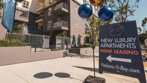 Building exterior at Fedora x Trilby Apartments in Los Angeles, CA 90005