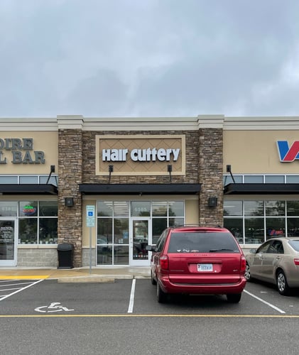 The front entrance of Hair Cuttery at Brandy Creek Commons.