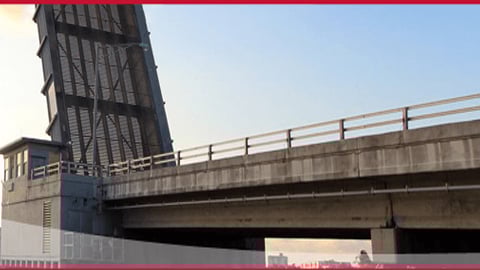 draw bridge that is up