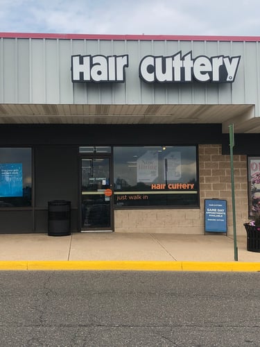 The front entrance of Hair Cuttery at North Penn Marketplace.