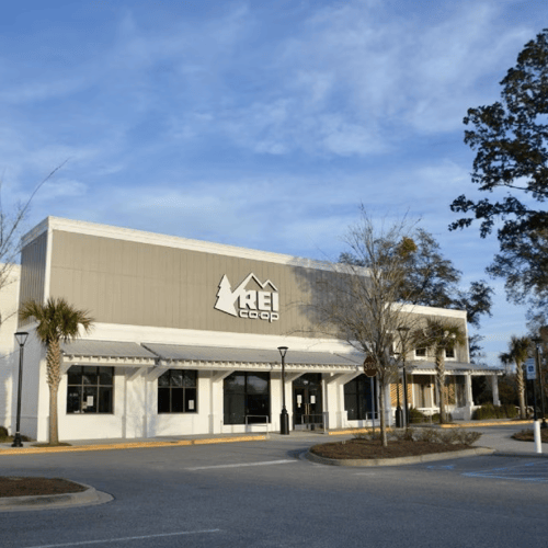The front of the REI store in Mount Pleasant, South Carolina