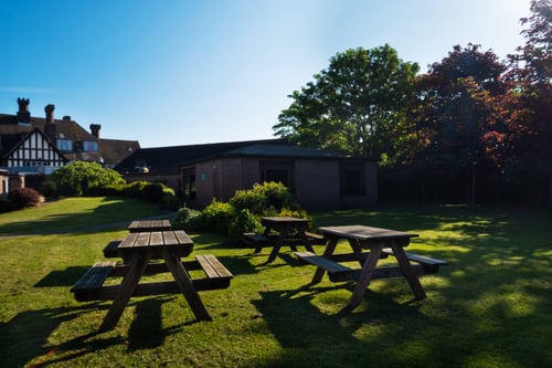 Dine or relax in our hotel's patio and garden