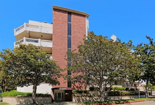 Building Exterior at The Hilgard Apartments in Los Angeles, CA 90024