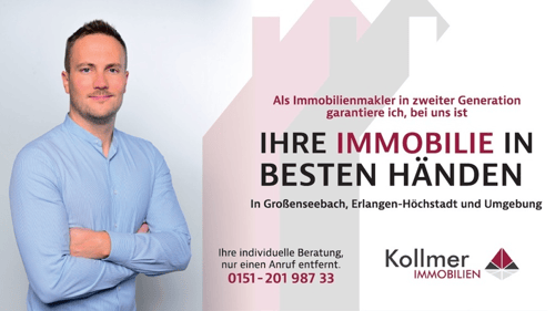 Porträt des Immobilienmaklers Patrick Kollmer von Kollmer Immobilien für Immobilienverkauf und Beratung in Großenseebach und Erlangen-Höchstadt.