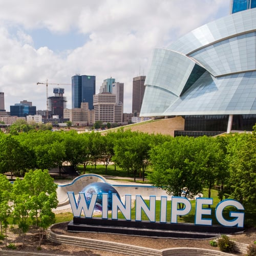 Winnipeg skyline with the Canadian Museum for Human Rights