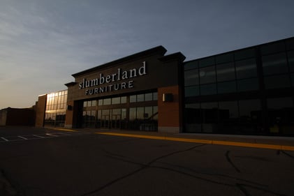 Bloomington Slumberland Furniture entrance at night