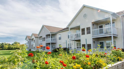 Exterior image of Rochester Regional Health Hilton Park Senior Living at 100 Leith Lane in Hilton
