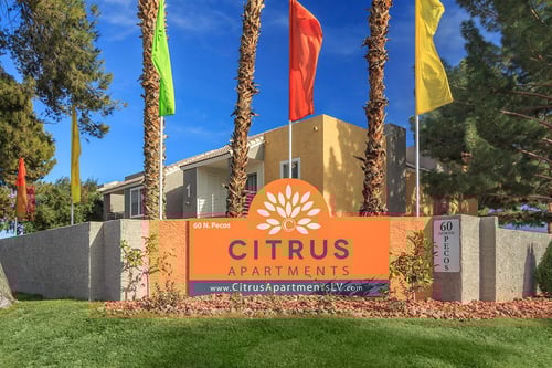 Property signage at Citrus Apartments in Las Vegas, Nevada