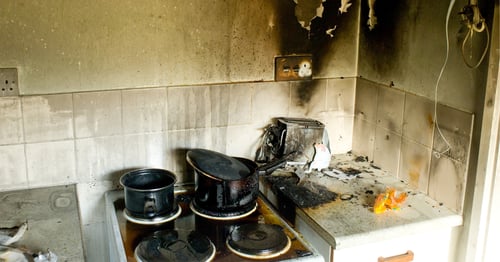 kitchen after fire damage