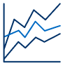 A jagged blue line graph on a black background depicts fluctuating data trends, conveying a dynamic and analytical tone.
