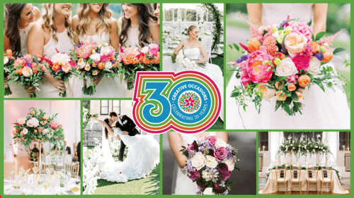 collage of various wedding floral photos