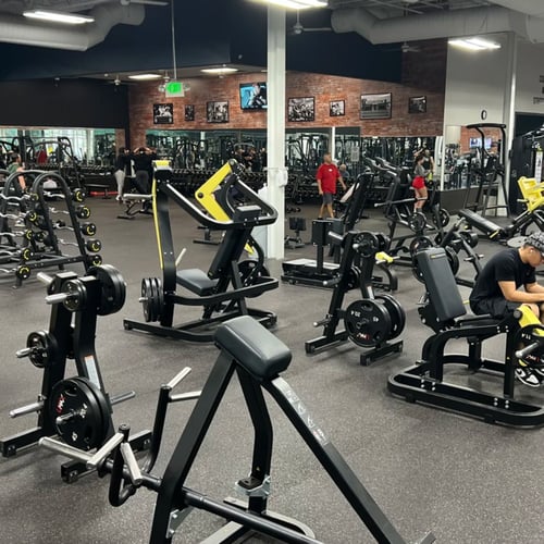 late loaded strength machines and free weights at Gold's Gym in Thornton.