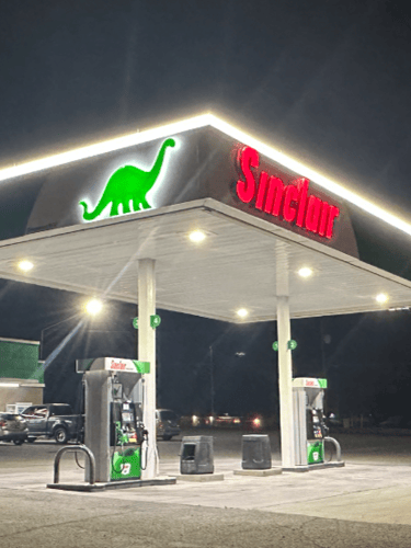 Sinclair gas station fueling island