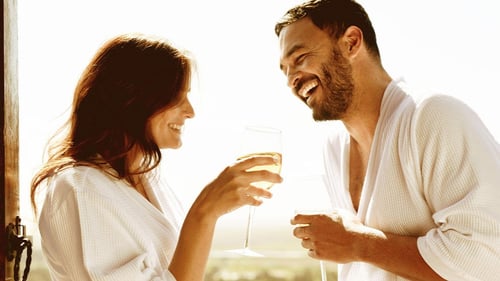 Couple enjoying a day at the spa together.