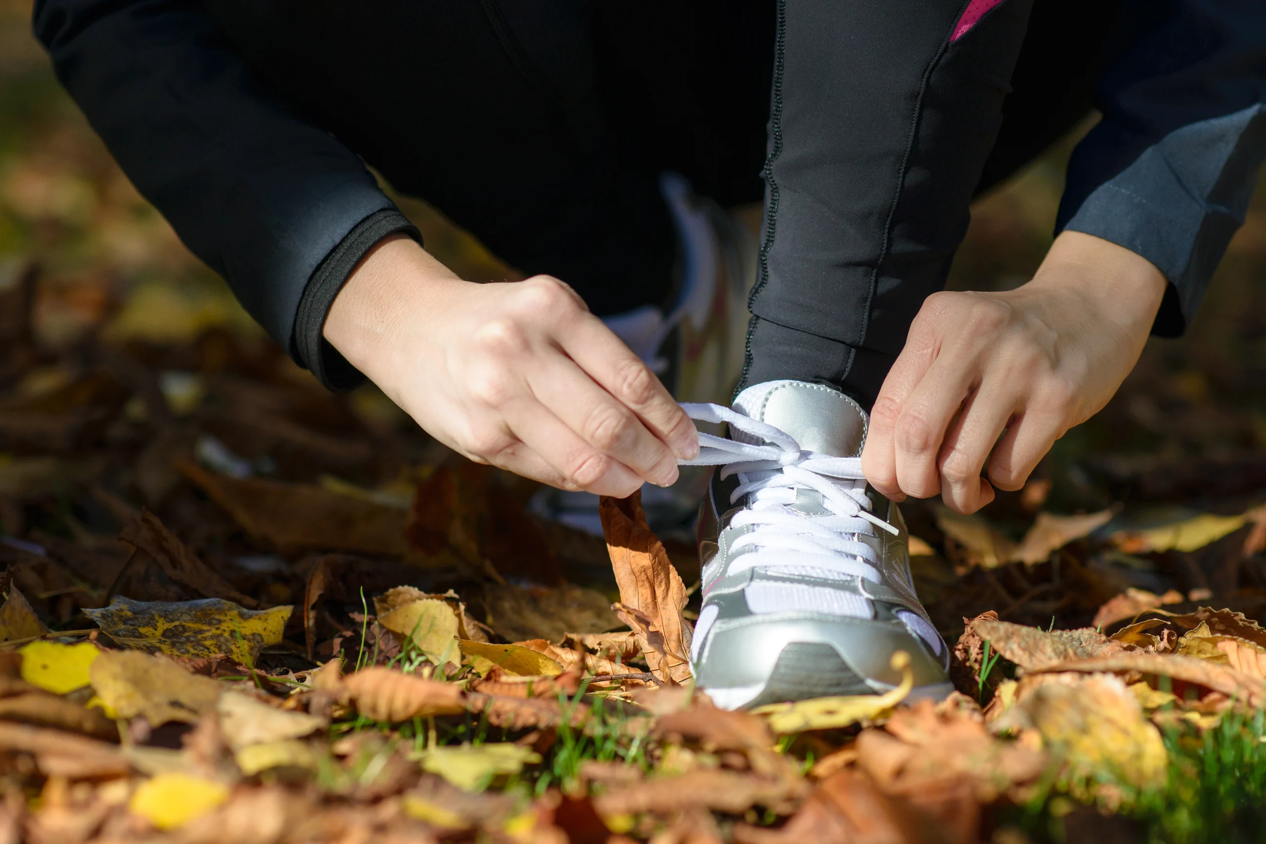 tying shoes