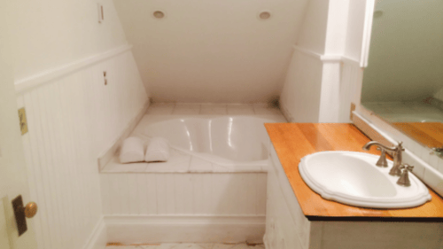Jacuzzi tub and new sink in bathroom