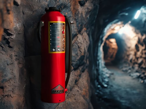 A Badger Fire Extinguisher in a mine