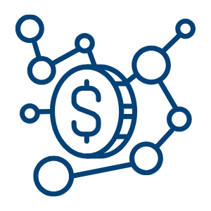 a coin stretching to other areas icon
