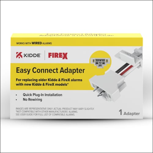 20-9003: Easy Connect Adapter: for replacing older Kidde & FireX alarms with new Kidde & FireX models*. Quick plug-in installation. No rewiring. IMAGES ARE REPRESENTATIVE ONLY. ACTUAL PRODUCT MAY VARY SLIGHTLY. *NOT COMPATIBLE WITH OTHER MANUFACTURERS' ALARMS. SEE USER GUIDE FOR FULL LIST OF COMPATIBLE ALARMS.