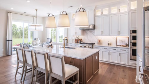 Spacious kitchen with large center island
