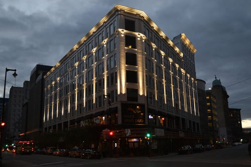MKE Lofts building during night