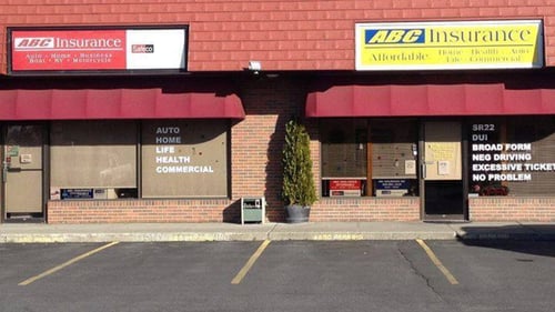 Outside storefront of ABC Insurance Inc