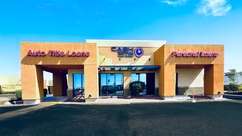 Cash Time Tucson Oracle Road storefront near Prince Road by Tucson Mall offering title loan buyouts, registration loans, and personal loans with same day cash and 15 minute approvals