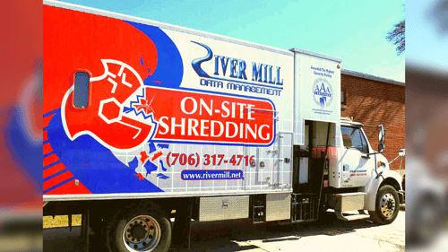 River Mill Data Management mobile shredding truck.