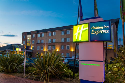 Entrance to our modern hotel