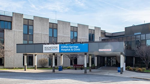 Exterior image of Rochester Regional Health Clifton Springs Hospital & Clinic which houses the Behavioral Health Clinic