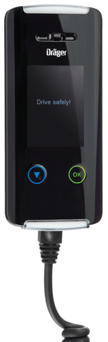 Ignition interlock device showing test passed message inside a vehicle.