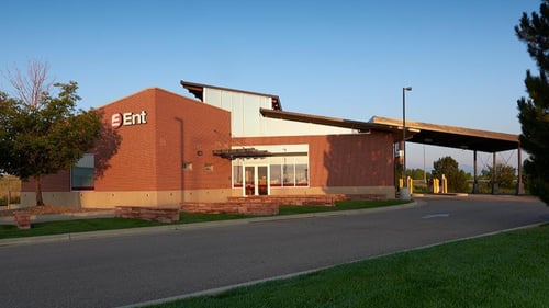 Exterior photo of Ent Credit Union Firestone Service Center located in off of I-25 in Firestone, CO