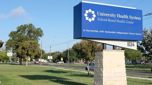 Monument sign for University Health Collier School-based Clinic