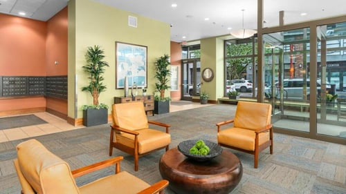 Lobby Lounge at Pacific Tower Apartments, Portland, Oregon