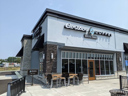 Storefront of the Caribou Coffee at 310 Lincoln Ave in St. Cloud